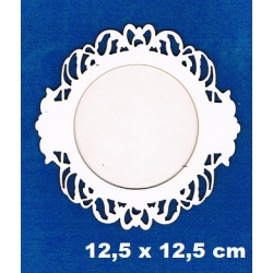 BEERMATA #1,5mm / Rozetka ażurowa + koło  / biała tekturka / scrap 12,5x12,5cm,  birmata